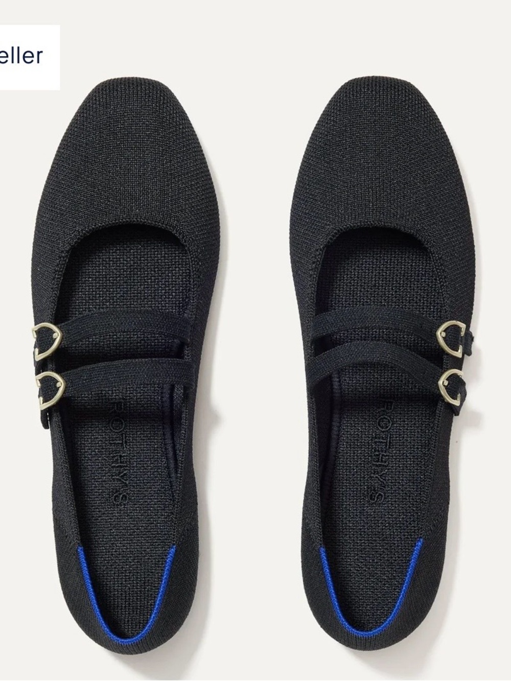 Rothy's Black Knit Mary Janes with Double Buckle Straps